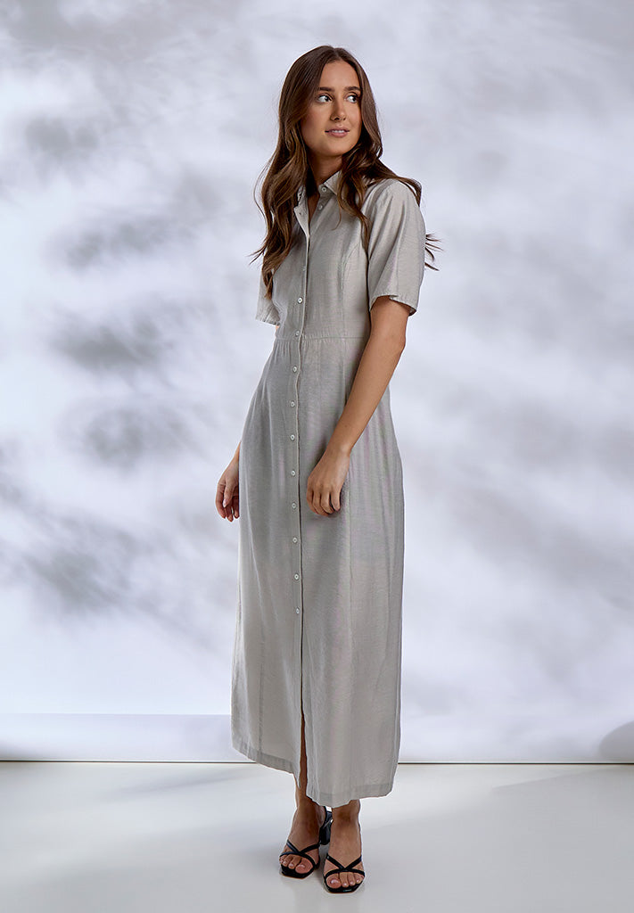 Desires DSFatma Maxi Shirt Dress Kjoler 1458S Brindle Taupe Stripe