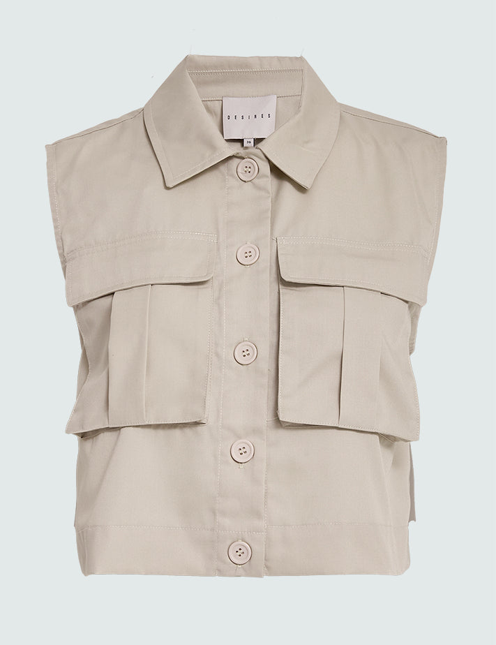 Desires DSFaye Cropped Vest Vest 2105 Feather Gray