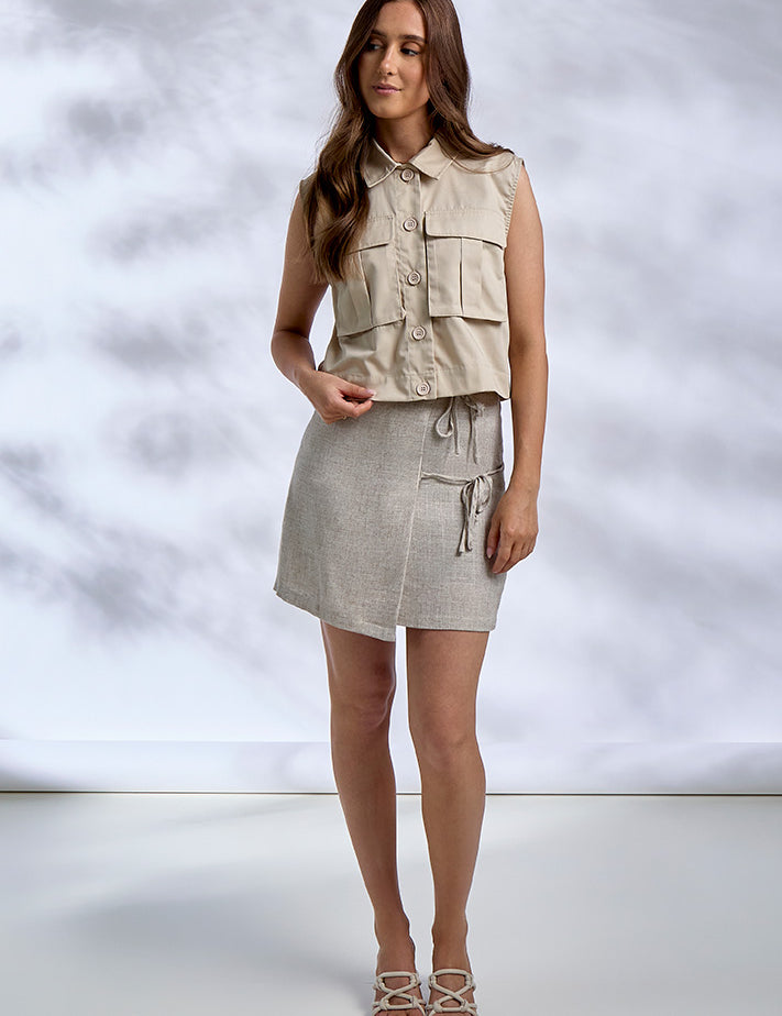 Desires DSFelicia Tie Short Skirt Nederdele 2105M Feather Gray Melange
