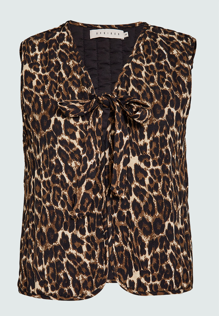 Desires DSFernanda Printed Quilted Vest Vest 9168P Leopard Print