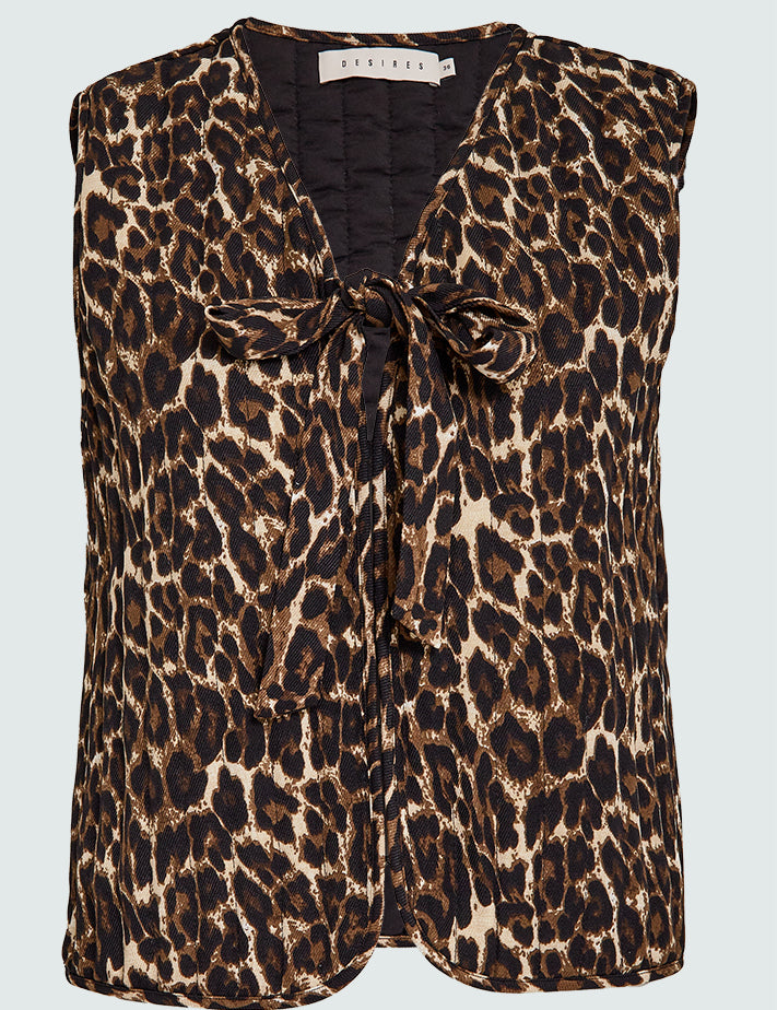 Desires DSFernanda Printed Quilted Vest Vest 9168P Leopard Print