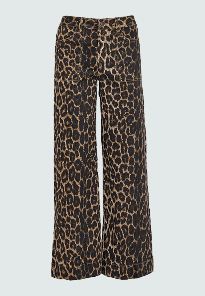 Desires DSFlorence HW Denim Bukser FL Jeans 9011P Brown Leo Print