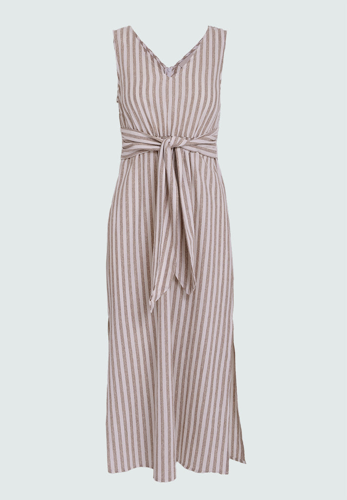 Desires DSGilda Midi Tie Dress Kjoler 6798S Burro Brown Stripe