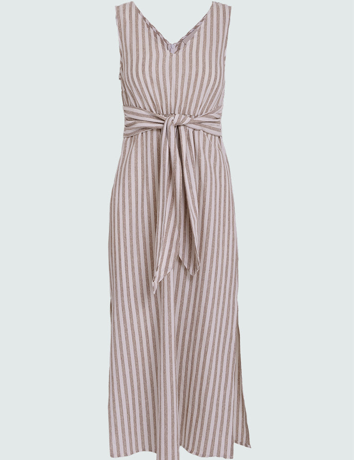 Desires DSGilda Midi Tie Dress Kjoler 6798S Burro Brown Stripe