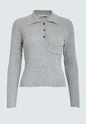 Desires DSInes Knit Polo Pullover 2326M Gray Violet Melange