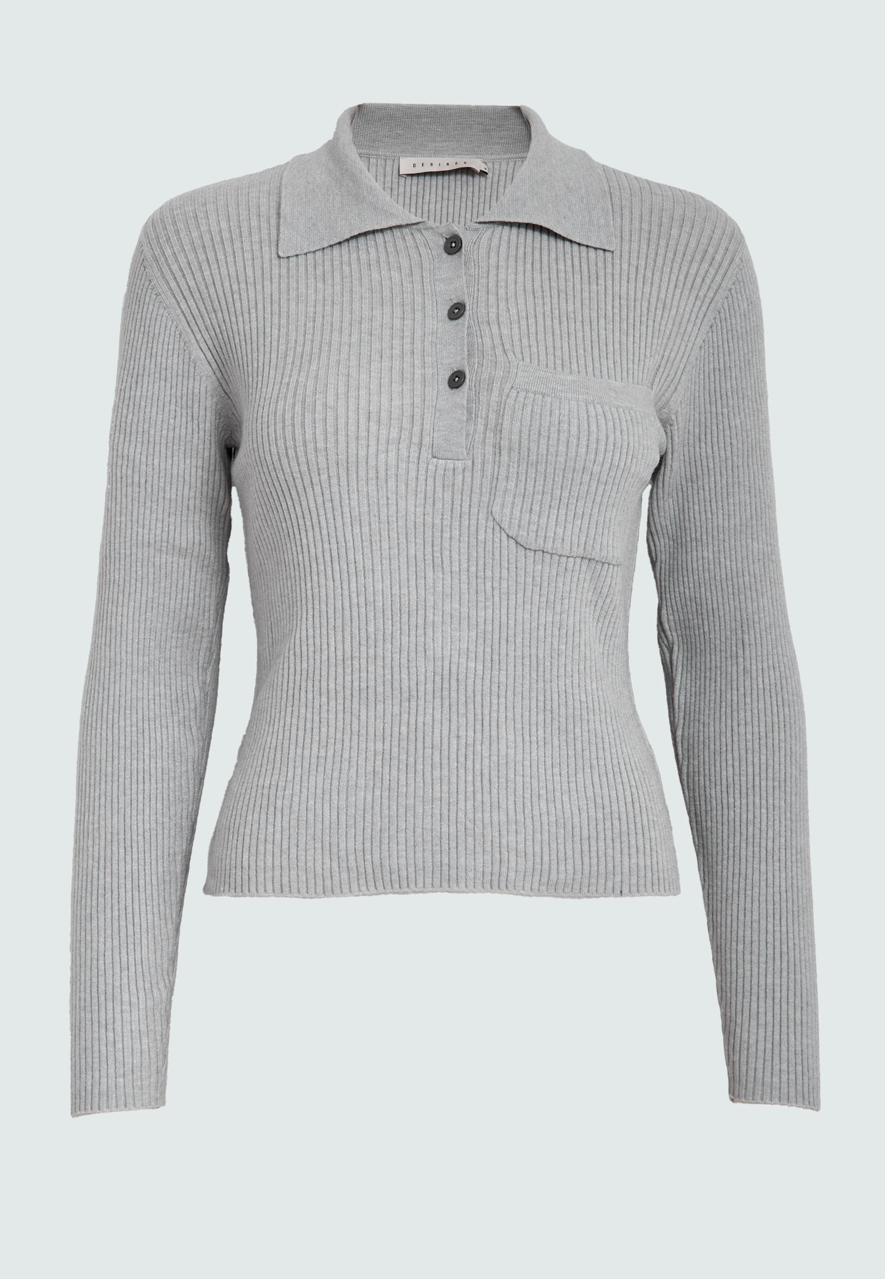 Desires DSInes Knit Polo Pullover 2326M Gray Violet Melange