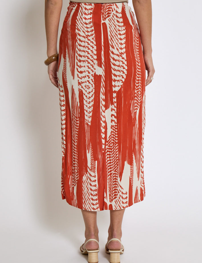 Desires DSMelanie HW Midi Nederdel Nederdele 6760P Red Clay Print