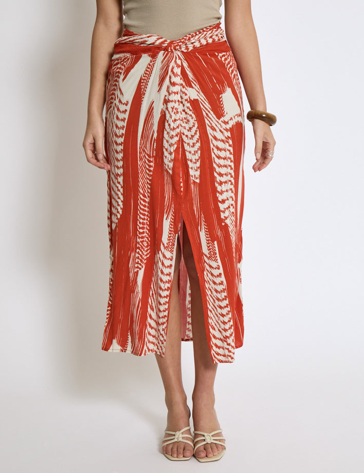 Desires DSMelanie HW Midi Nederdel Nederdele 6760P Red Clay Print