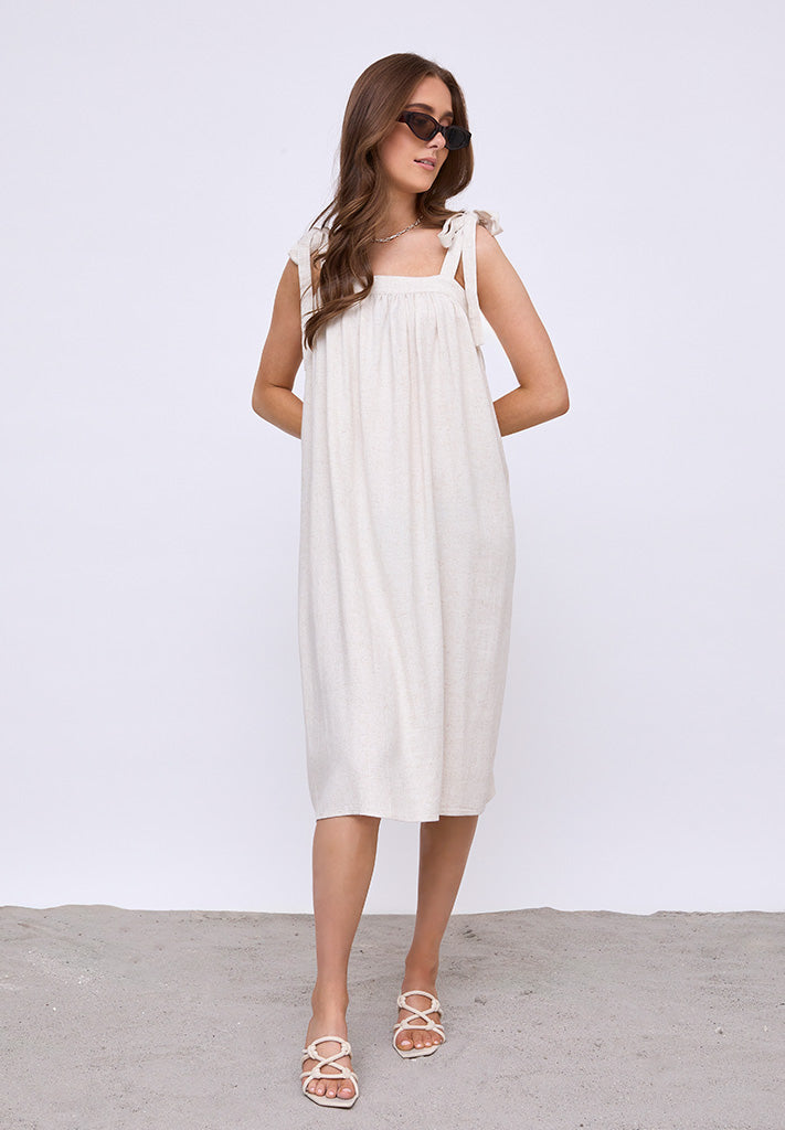 Desires DSNatalie Linen Short Strap Dress Kjoler 0140 Tofu