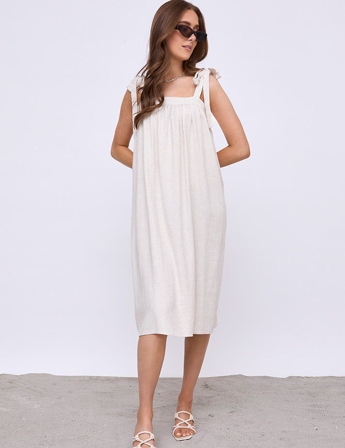 Desires DSNatalie Linen Short Strap Dress Kjoler 0140 Tofu