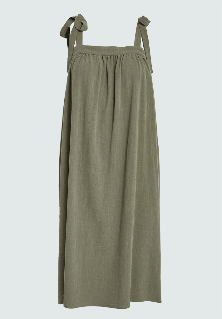 Desires DSNatalie Linen Short Strap Dress Kjoler 3792 Covert Green