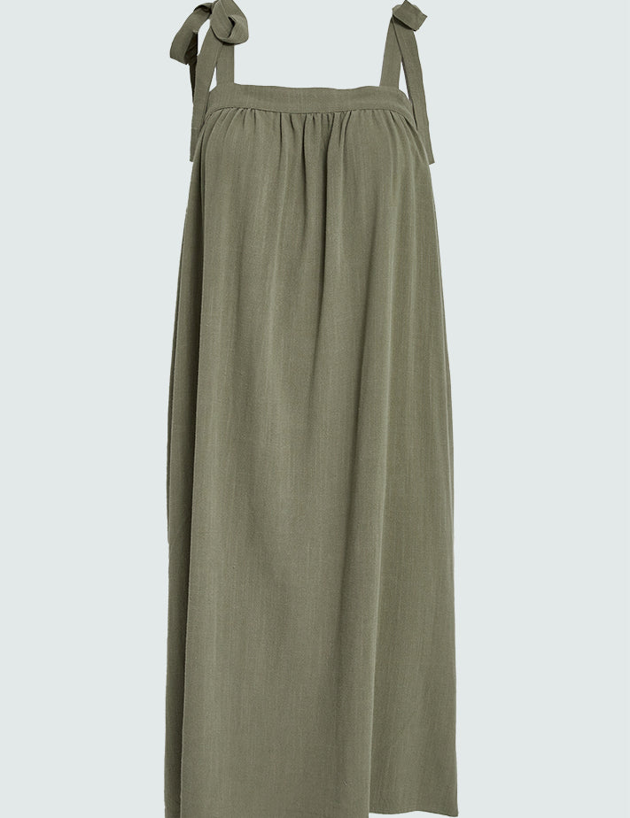 Desires DSNatalie Linen Short Strap Dress Kjoler 3792 Covert Green
