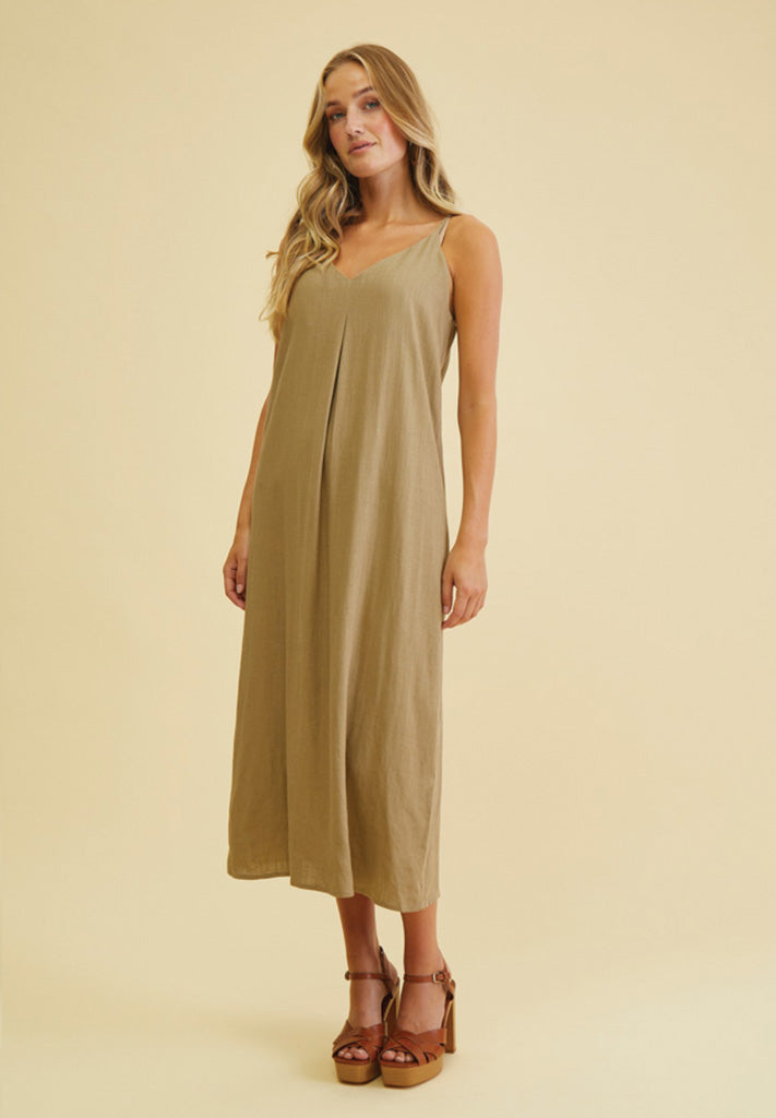 Desires DSNatalie Linen Strap Dress Kjoler 6796 Tannin Sand