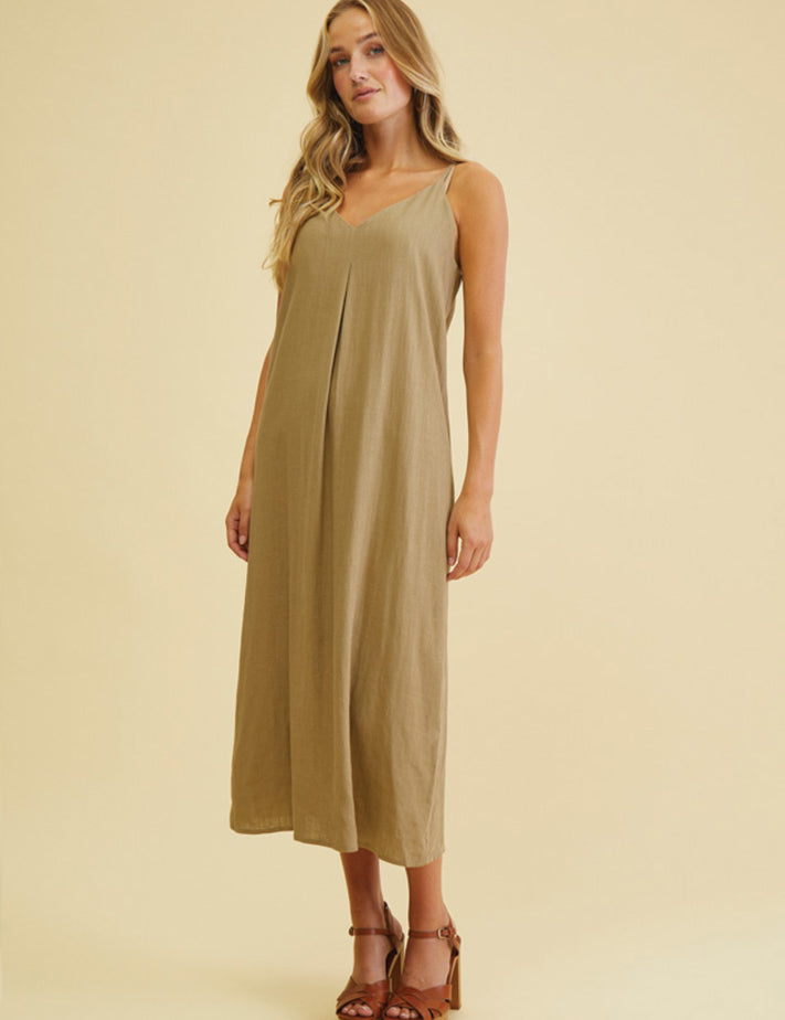 Desires DSNatalie Linen Strap Dress Kjoler 6796 Tannin Sand