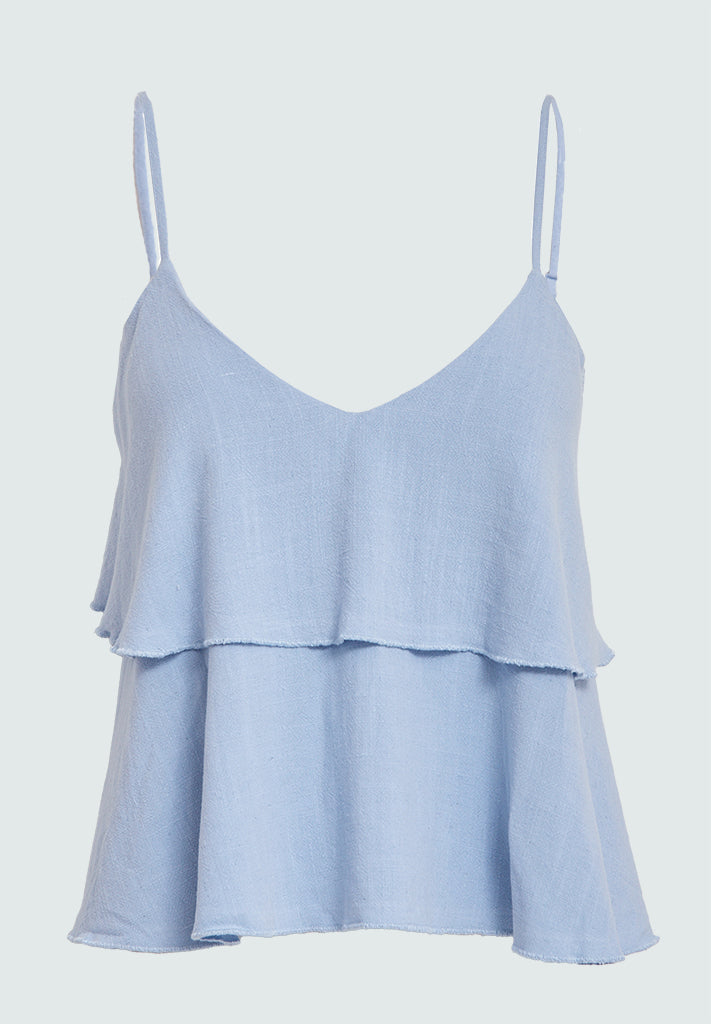 Desires DSNatalie Linen Strap Top Toppe 2280 Chambray Blue