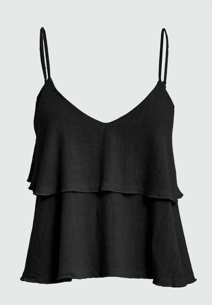 Desires DSNatalie Linen Strap Top Toppe Sort