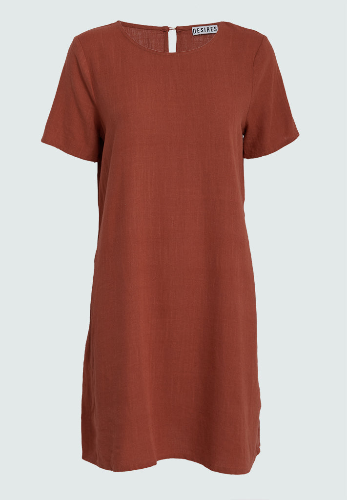 Desires DSNatalie Short Linen Dress Kjoler 6672 Bombay Brown