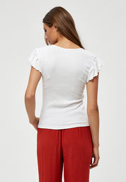 Desires Dareen Organisk T-shirt med Rynkedetaljer T-Shirt Hvid