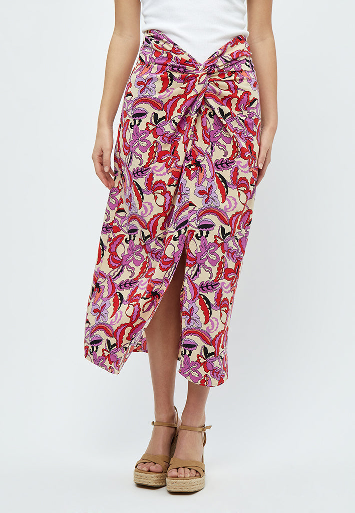 Desires Delilah Midwaist Midcalf Knot Skirt Nederdele 0011P Gardenia Print