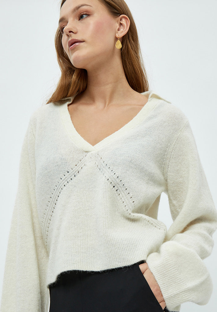 Minus Delphine Polo Pullover Pullover 235 Cloud Dancer