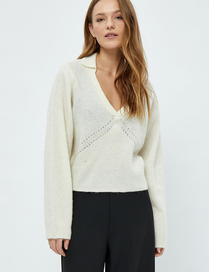 Minus Delphine Polo Pullover Pullover 235 Cloud Dancer