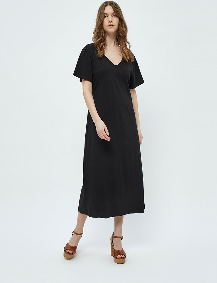 Desires Dina GOTS Short Sleeve Midcalf Dress Kjoler Sort