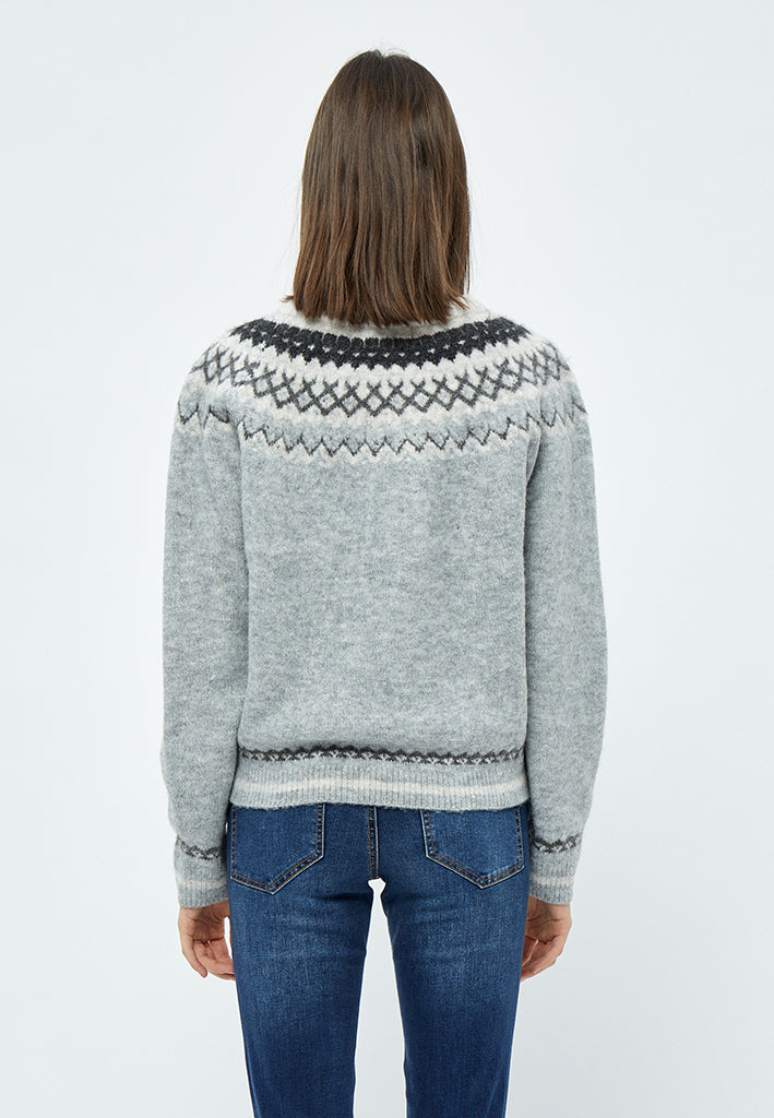 Desires Elis Jacquard Strik Pullover 113M Grey Melange