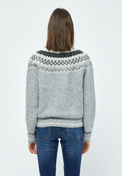 Desires Elis Jacquard Strik Pullover 113M Grey Melange