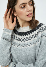 Desires Elis Jacquard Strik Pullover 113M Grey Melange