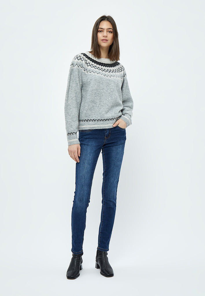 Desires Elis Jacquard Strik Pullover 113M Grey Melange