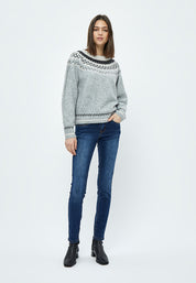 Desires Elis Jacquard Strik Pullover 113M Grey Melange