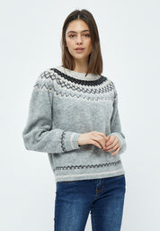 Desires Elis Jacquard Strik Pullover 113M Grey Melange