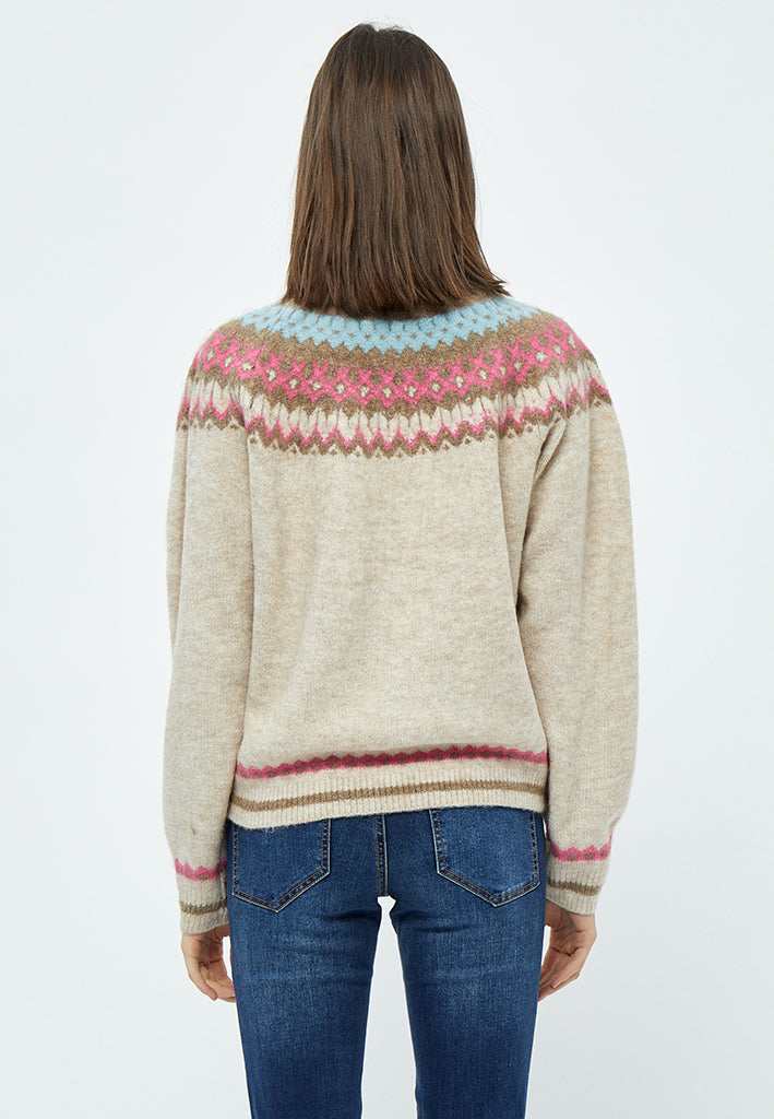 Desires Elis Jacquard Strik Pullover 174 Oyster Grey Melange