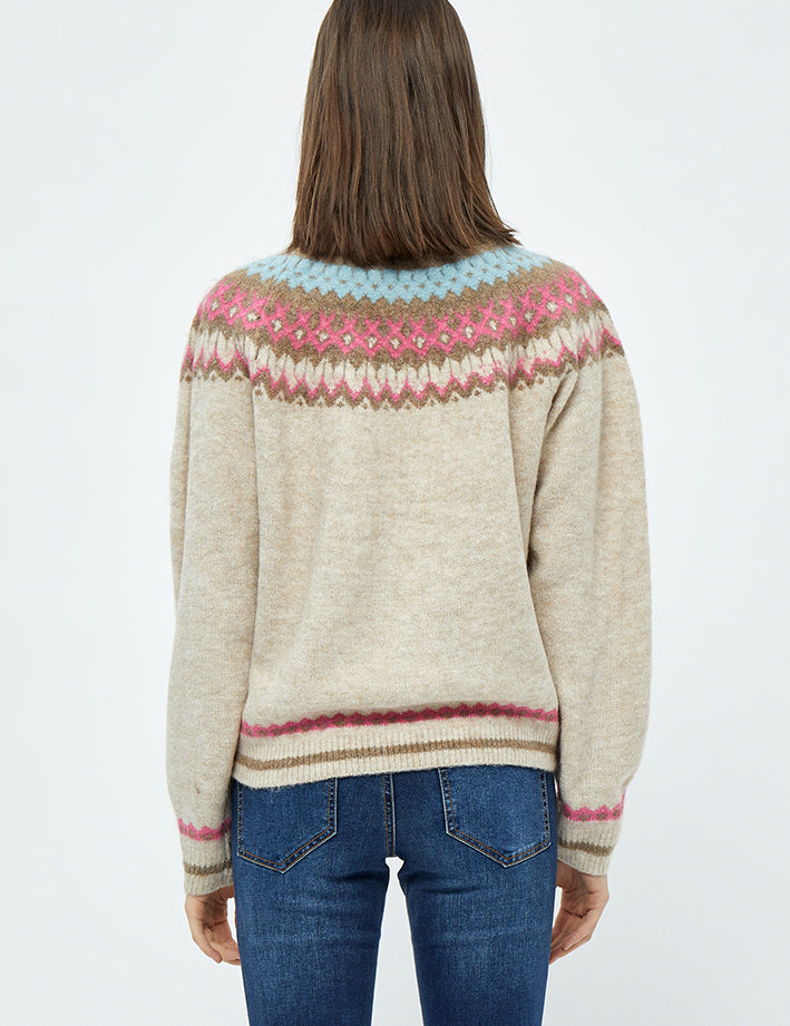 Desires Elis Jacquard Strik Pullover 174 Oyster Grey Melange
