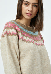 Desires Elis Jacquard Strik Pullover 174 Oyster Grey Melange