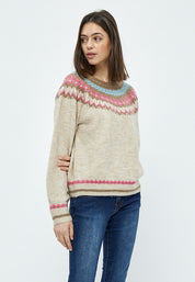 Desires Elis Jacquard Strik Pullover 174 Oyster Grey Melange