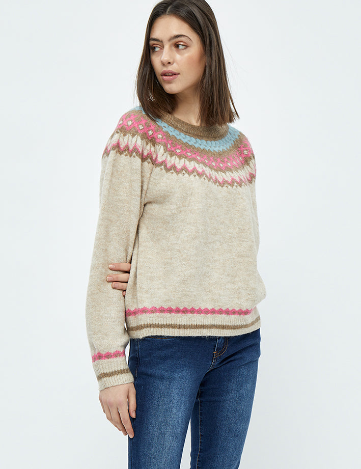 Desires Elis Jacquard Strik Pullover 174 Oyster Grey Melange