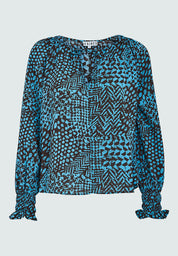 Desires Enur Long Sleeve Blouse Bluser 1176P Crystal Teal Print