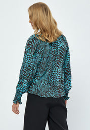 Desires Enur Long Sleeve Blouse Bluser 1176P Crystal Teal Print