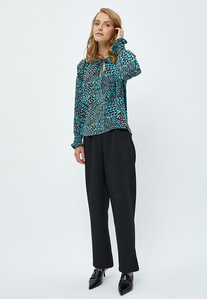 Desires Enur Long Sleeve Blouse Bluser 1176P Crystal Teal Print
