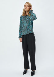 Desires Enur Long Sleeve Blouse Bluser 1176P Crystal Teal Print