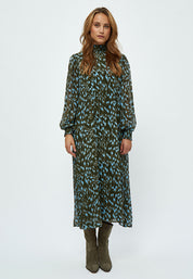 Minus Eria Smock Lang Kjole Kjoler 3797P Ivy Green Print