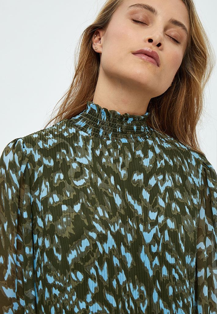 Minus Eria Smock Lang Kjole Kjoler 3797P Ivy Green Print