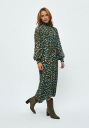 Minus Eria Smock Lang Kjole Kjoler 3797P Ivy Green Print
