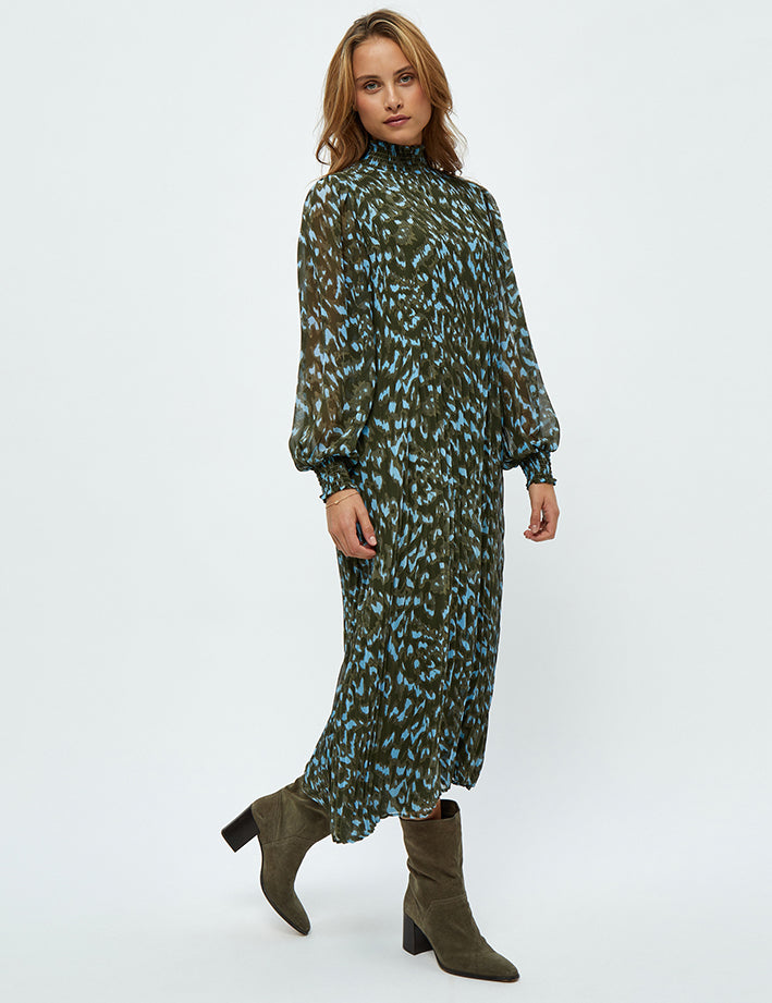 Minus Eria Smock Lang Kjole Kjoler 3797P Ivy Green Print