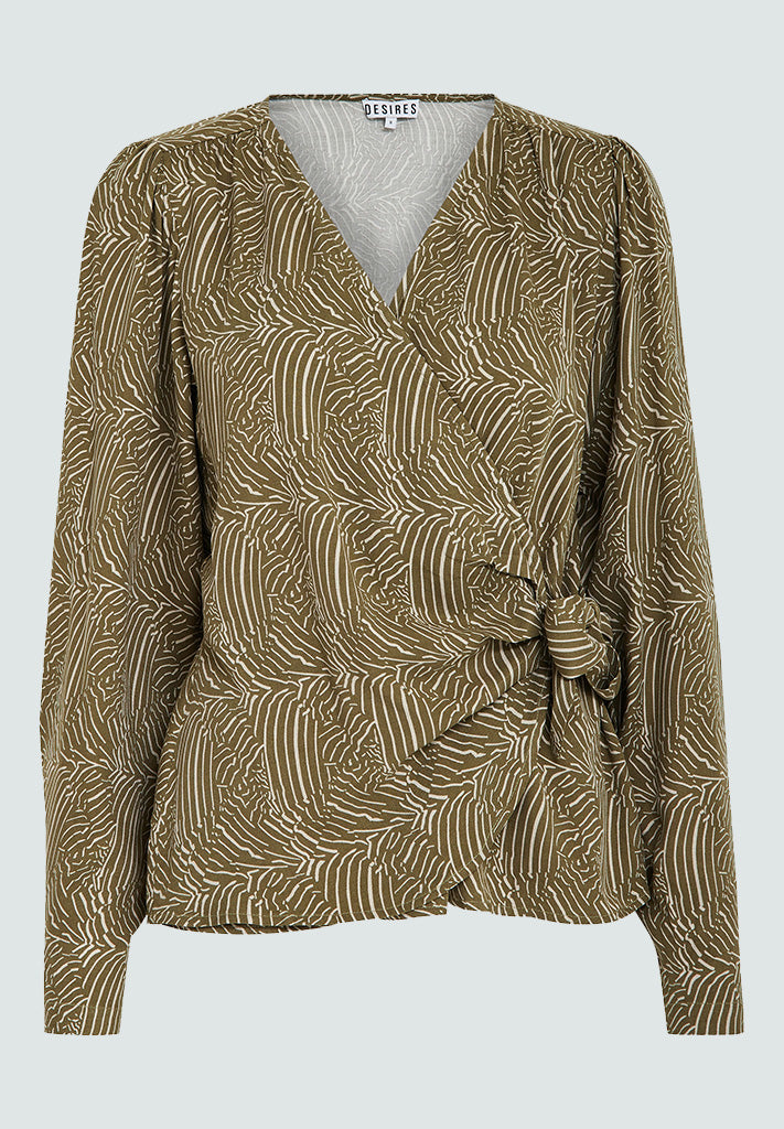 Desires Evista Long Sleeve Wrap Blouse Bluser 5168P Beech Green PR
