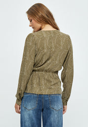 Desires Evista Long Sleeve Wrap Blouse Bluser 5168P Beech Green PR