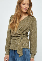 Desires Evista Long Sleeve Wrap Blouse Bluser 5168P Beech Green PR