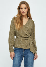 Desires Evista Long Sleeve Wrap Blouse Bluser 5168P Beech Green PR