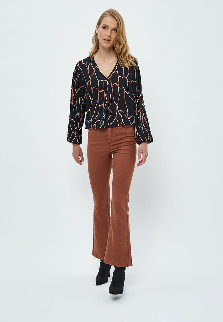Desires Fenja Long Sleeve Blouse Bluser 9000P Black Print